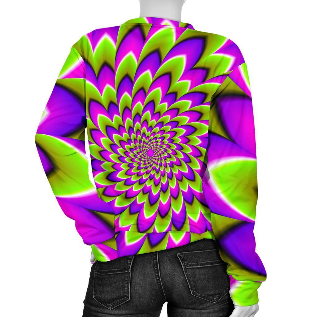 Green Expansion Moving Optical Illusion Women's Crewneck Sweatshirt GearFrost
