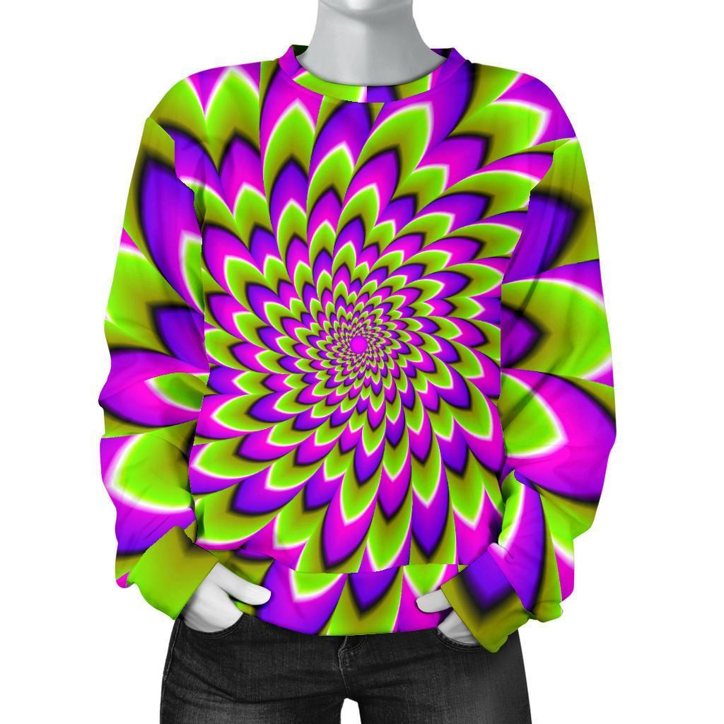 Green Expansion Moving Optical Illusion Women's Crewneck Sweatshirt GearFrost