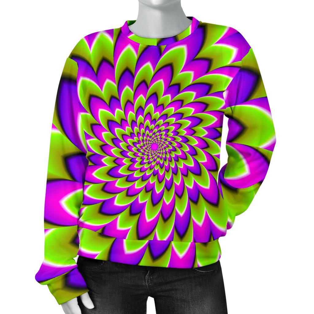 Green Expansion Moving Optical Illusion Women's Crewneck Sweatshirt GearFrost