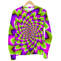 Green Expansion Moving Optical Illusion Women's Crewneck Sweatshirt