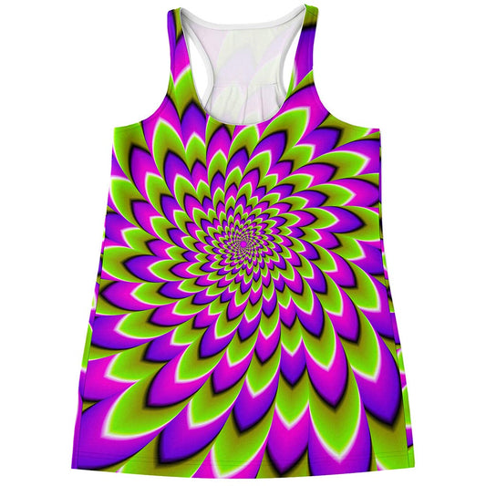 Green Expansion Moving Optical Illusion Women's Racerback Tank Top