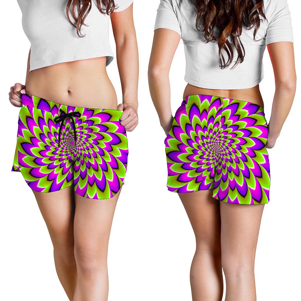 Green Expansion Moving Optical Illusion Women's Shorts