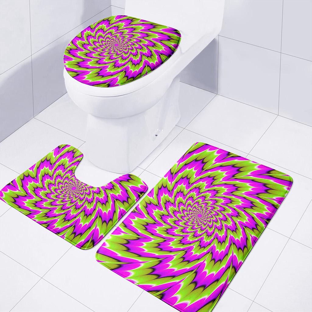 Green Explosion Moving Optical Illusion 3 Piece Bath Mat Set