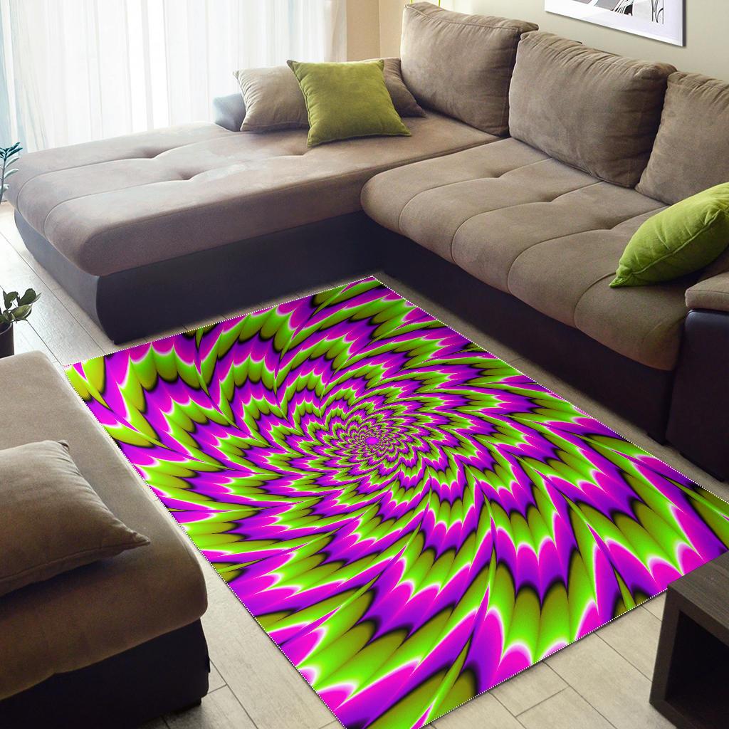 Green Explosion Moving Optical Illusion Area Rug GearFrost