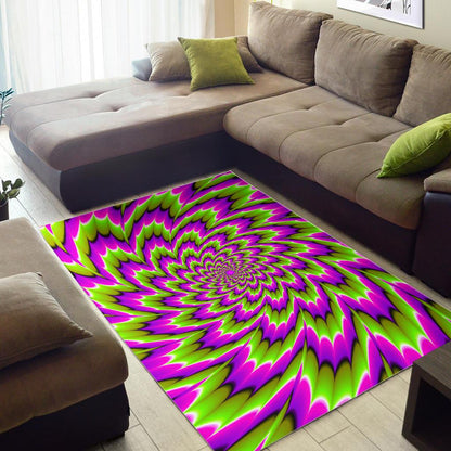Green Explosion Moving Optical Illusion Area Rug GearFrost