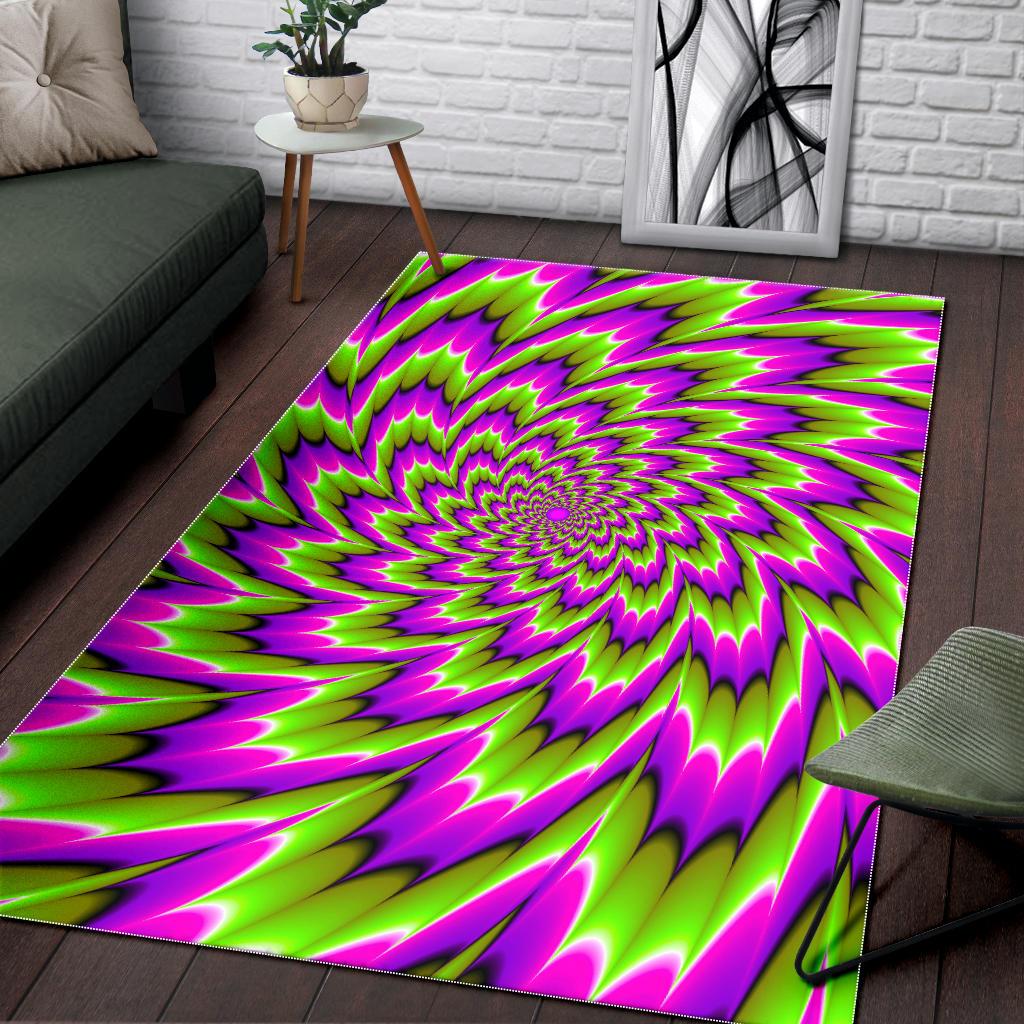 Green Explosion Moving Optical Illusion Area Rug GearFrost