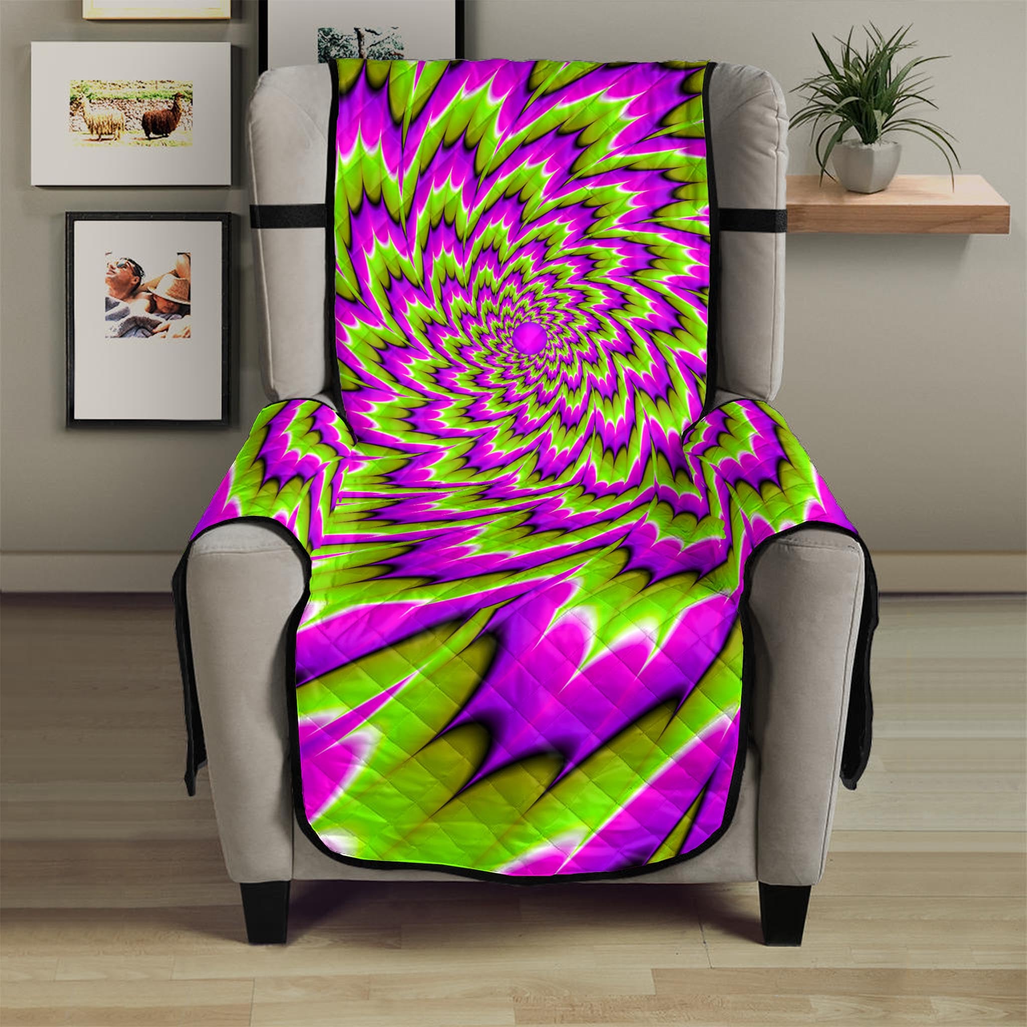 Green Explosion Moving Optical Illusion Armchair Protector