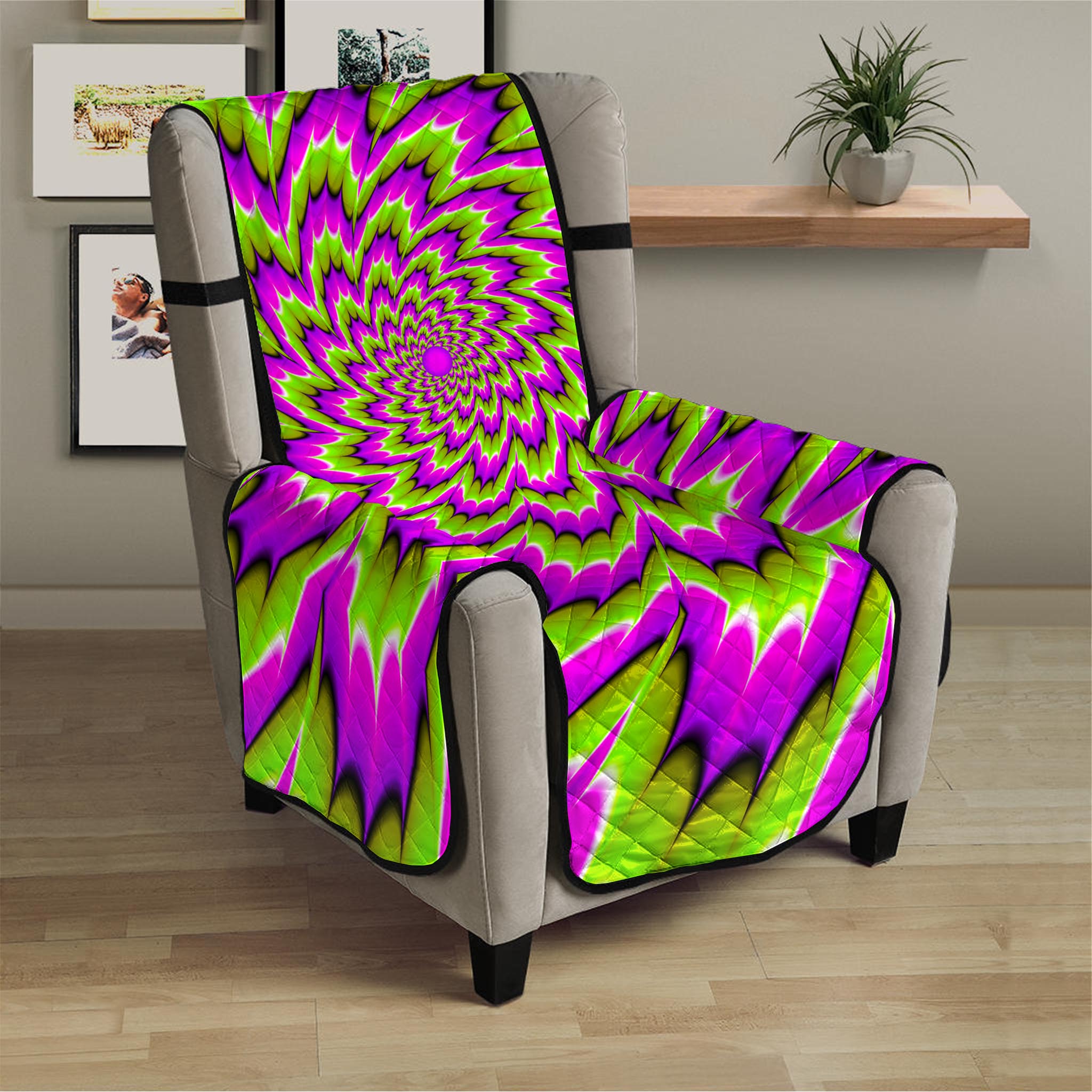 Green Explosion Moving Optical Illusion Armchair Protector