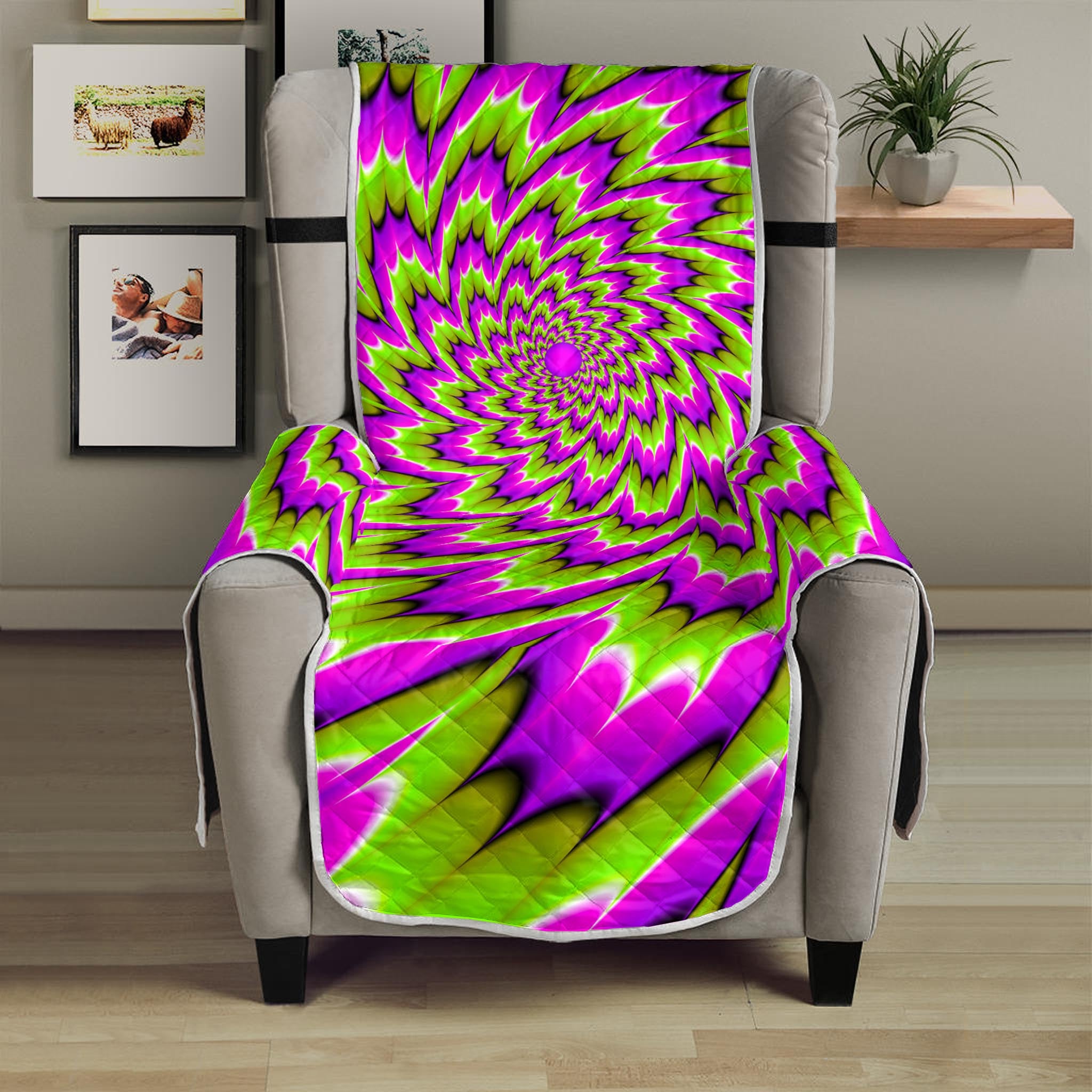 Green Explosion Moving Optical Illusion Armchair Protector