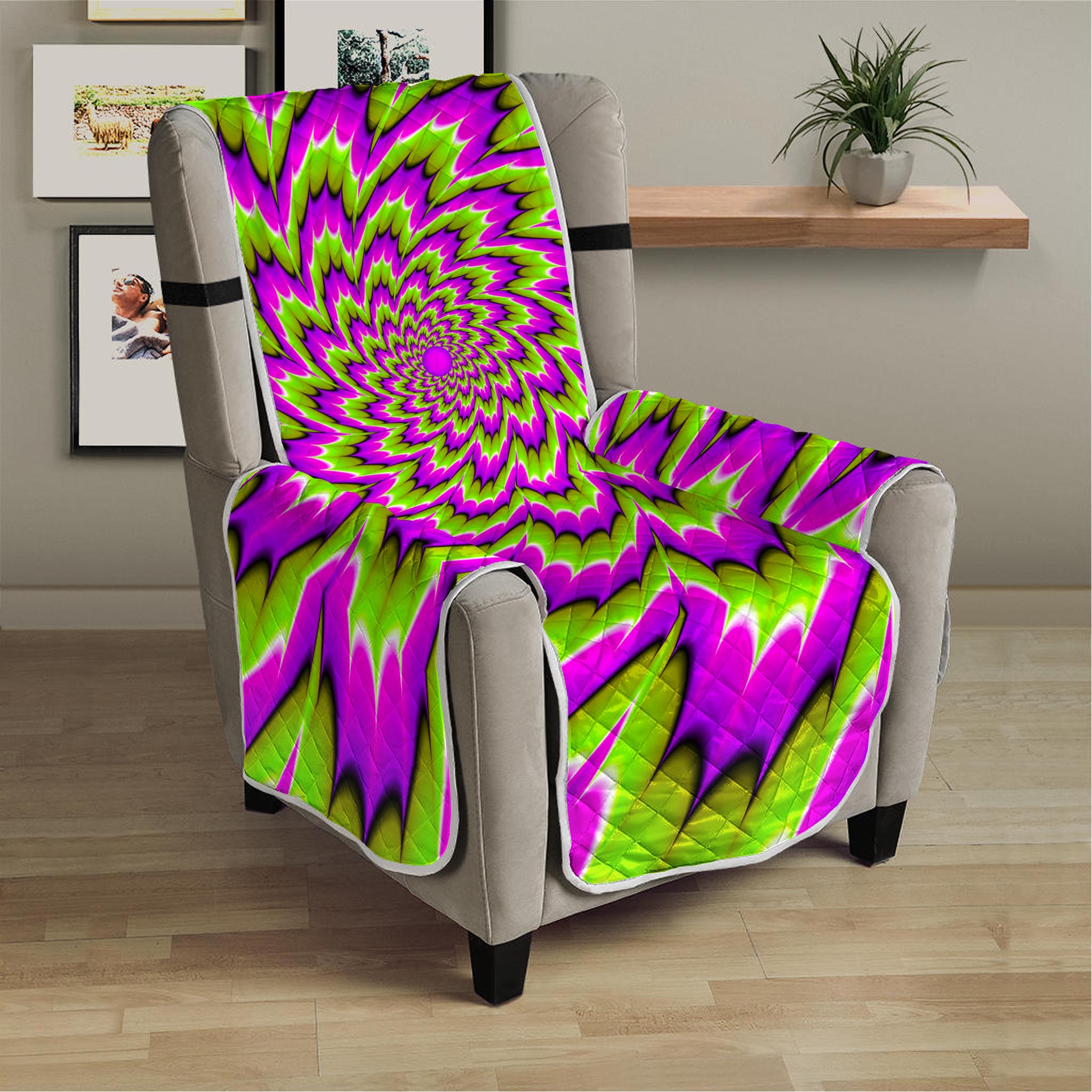 Green Explosion Moving Optical Illusion Armchair Protector