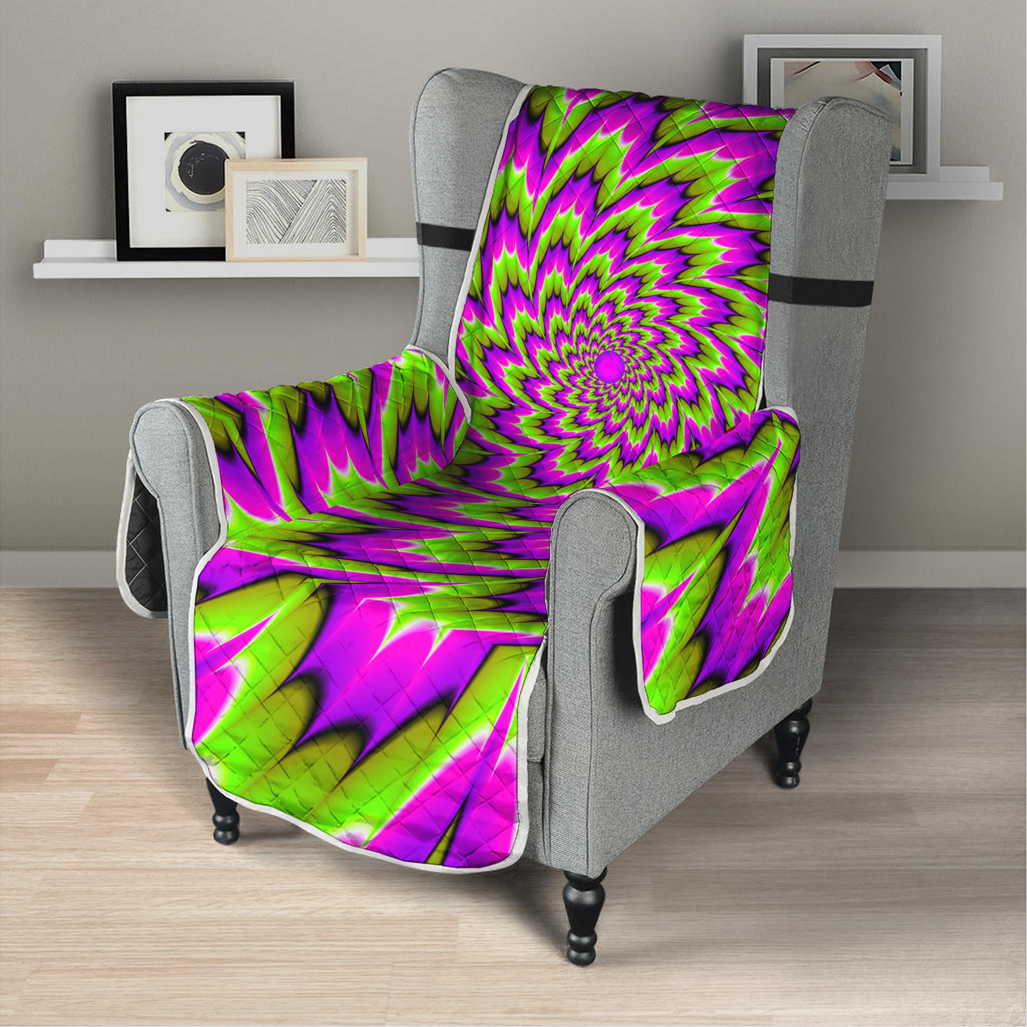 Green Explosion Moving Optical Illusion Armchair Protector