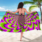 Green Explosion Moving Optical Illusion Beach Sarong Wrap