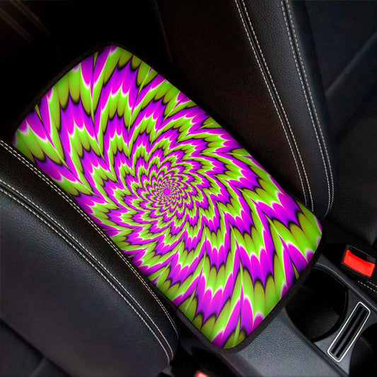 Green Explosion Moving Optical Illusion Car Center Console Cover