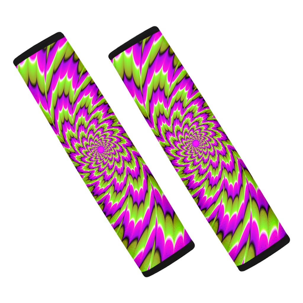 Green Explosion Moving Optical Illusion Car Seat Belt Covers