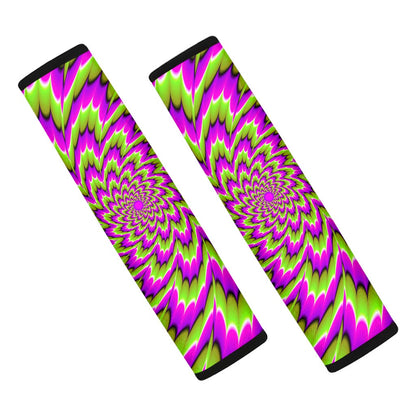Green Explosion Moving Optical Illusion Car Seat Belt Covers