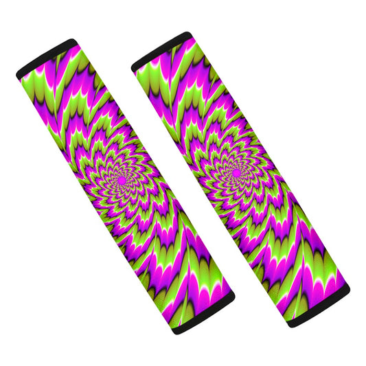 Green Explosion Moving Optical Illusion Car Seat Belt Covers
