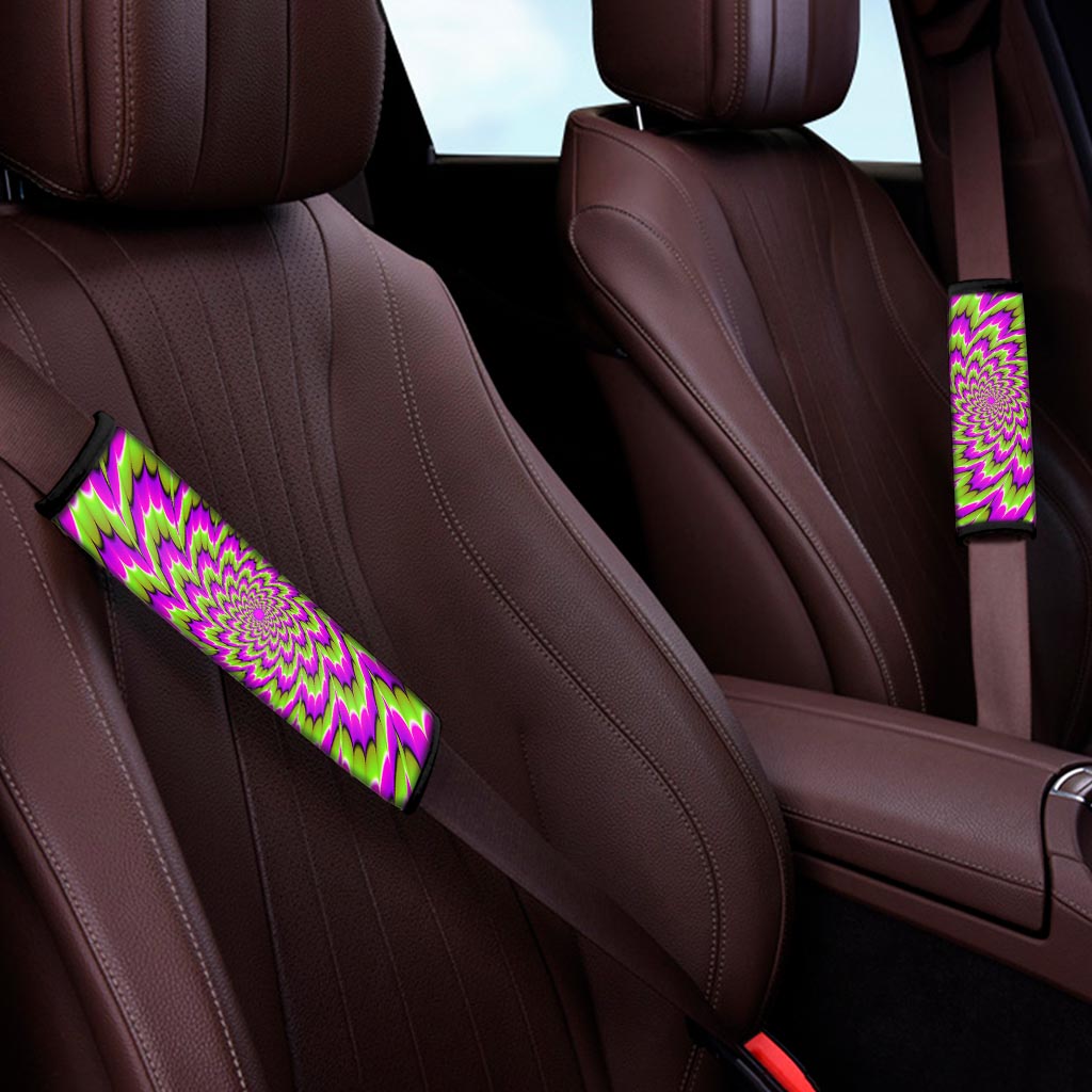 Green Explosion Moving Optical Illusion Car Seat Belt Covers