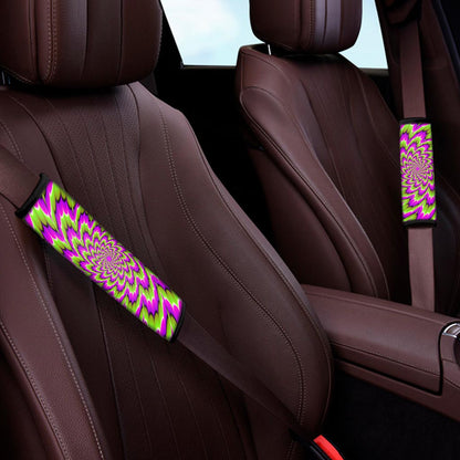 Green Explosion Moving Optical Illusion Car Seat Belt Covers