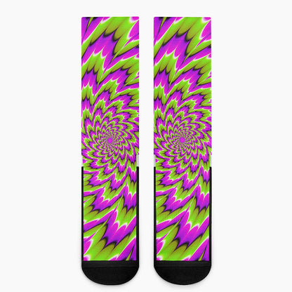 Green Explosion Moving Optical Illusion Crew Socks
