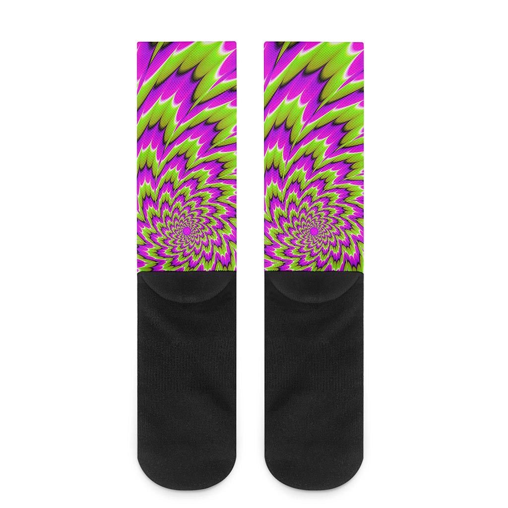 Green Explosion Moving Optical Illusion Crew Socks