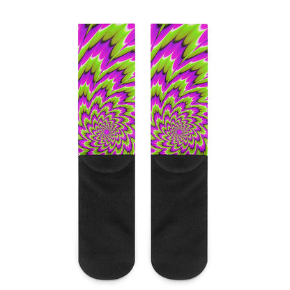 Green Explosion Moving Optical Illusion Crew Socks