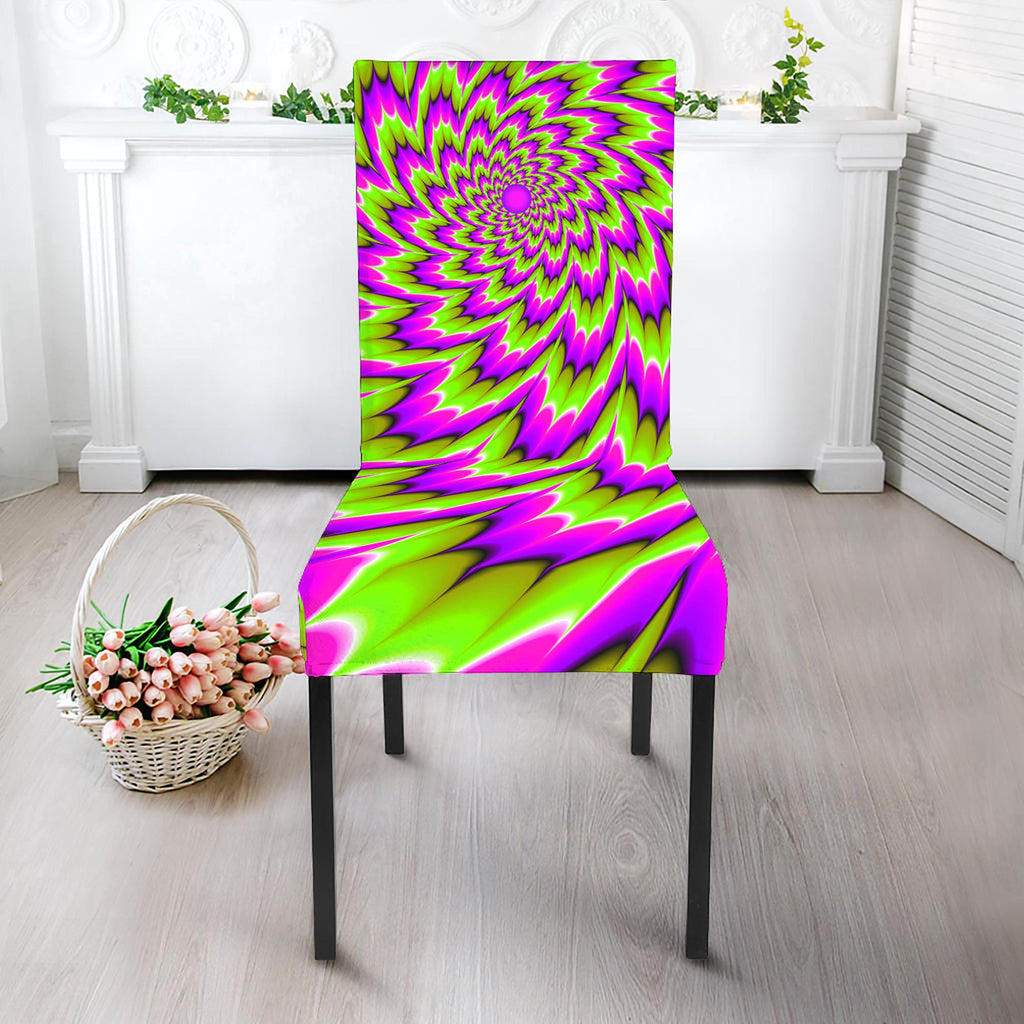 Green Explosion Moving Optical Illusion Dining Chair Slipcover