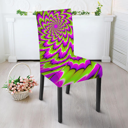 Green Explosion Moving Optical Illusion Dining Chair Slipcover