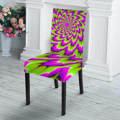 Green Explosion Moving Optical Illusion Dining Chair Slipcover