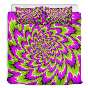 Green Explosion Moving Optical Illusion Duvet Cover Bedding Set