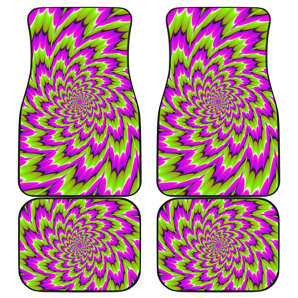 Green Explosion Moving Optical Illusion Front and Back Car Floor Mats