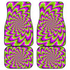Green Explosion Moving Optical Illusion Front and Back Car Floor Mats