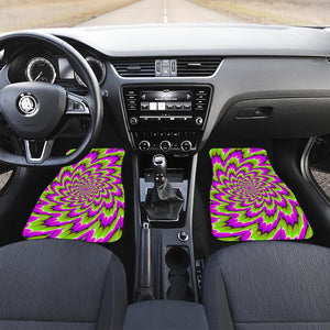 Green Explosion Moving Optical Illusion Front and Back Car Floor Mats