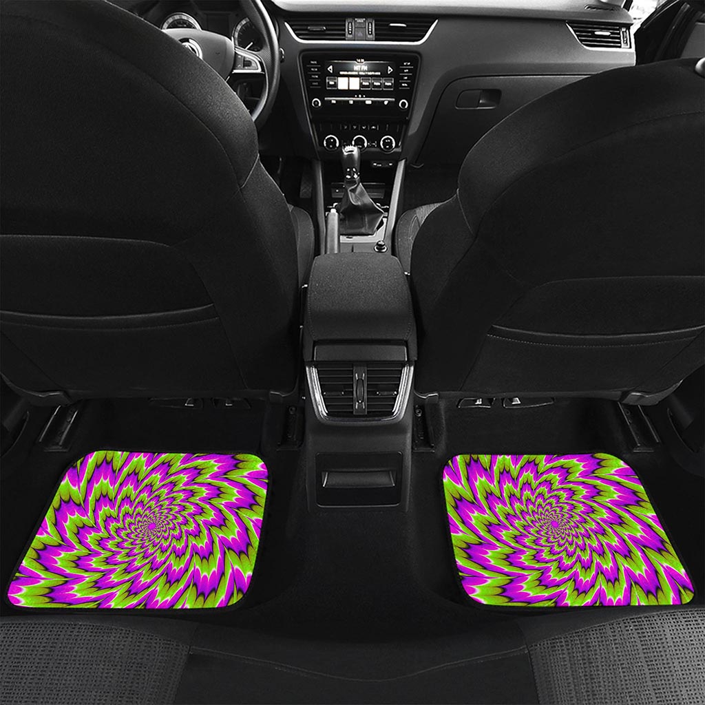 Green Explosion Moving Optical Illusion Front and Back Car Floor Mats