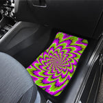 Green Explosion Moving Optical Illusion Front and Back Car Floor Mats