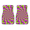 Green Explosion Moving Optical Illusion Front Car Floor Mats