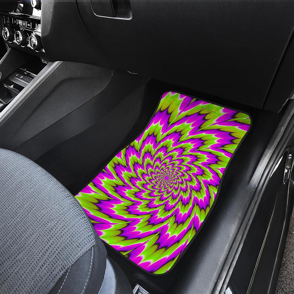 Green Explosion Moving Optical Illusion Front Car Floor Mats