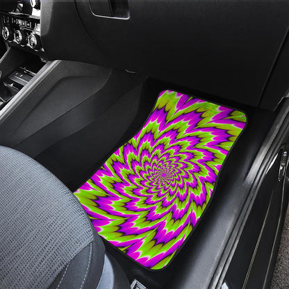 Green Explosion Moving Optical Illusion Front Car Floor Mats