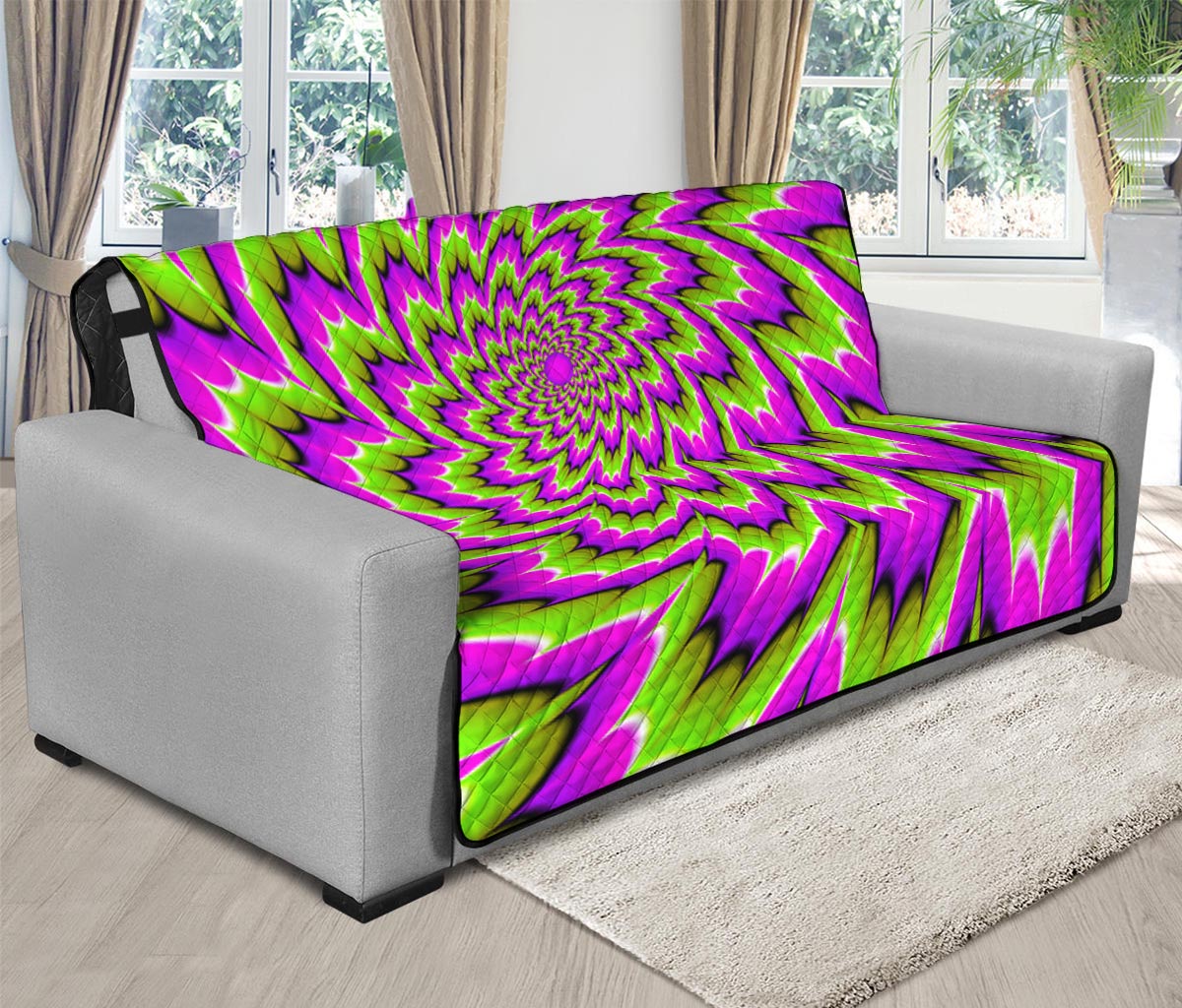 Green Explosion Moving Optical Illusion Futon Protector