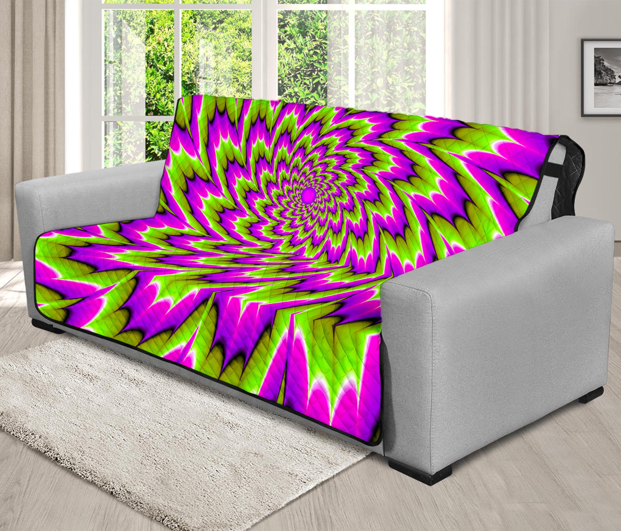 Green Explosion Moving Optical Illusion Futon Protector