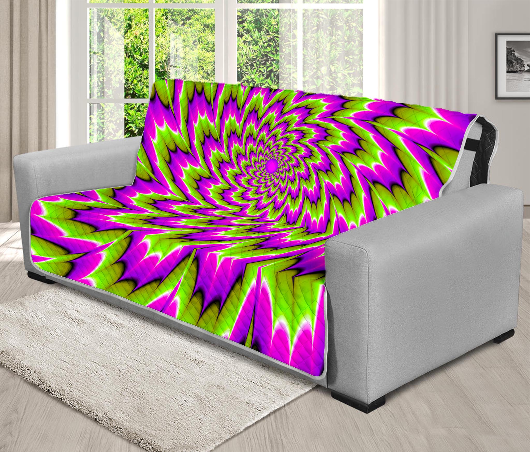 Green Explosion Moving Optical Illusion Futon Protector