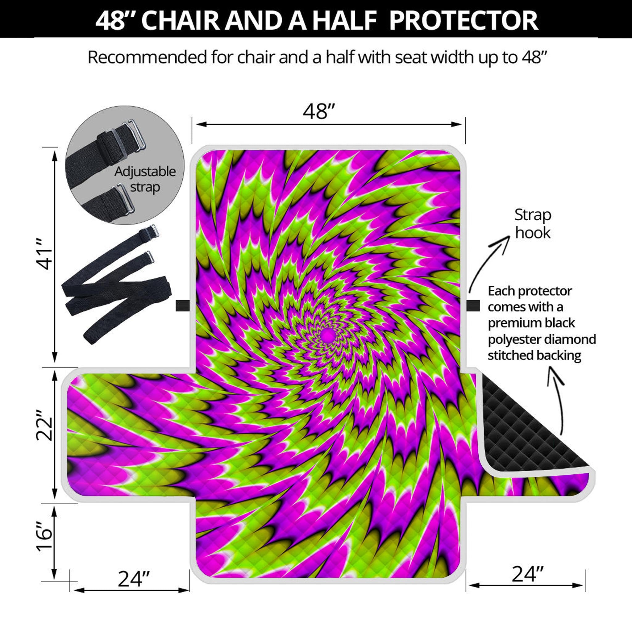 Green Explosion Moving Optical Illusion Half Sofa Protector