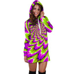 Green Explosion Moving Optical Illusion Hoodie Dress GearFrost