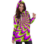 Green Explosion Moving Optical Illusion Hoodie Dress GearFrost