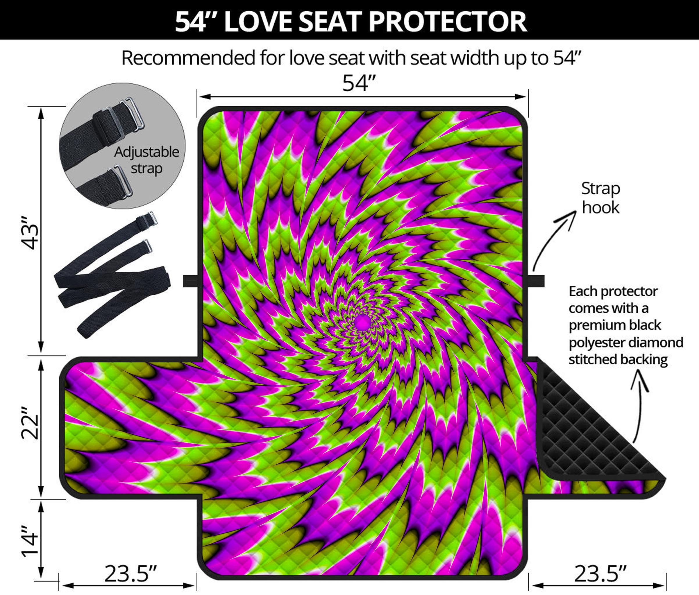 Green Explosion Moving Optical Illusion Loveseat Protector