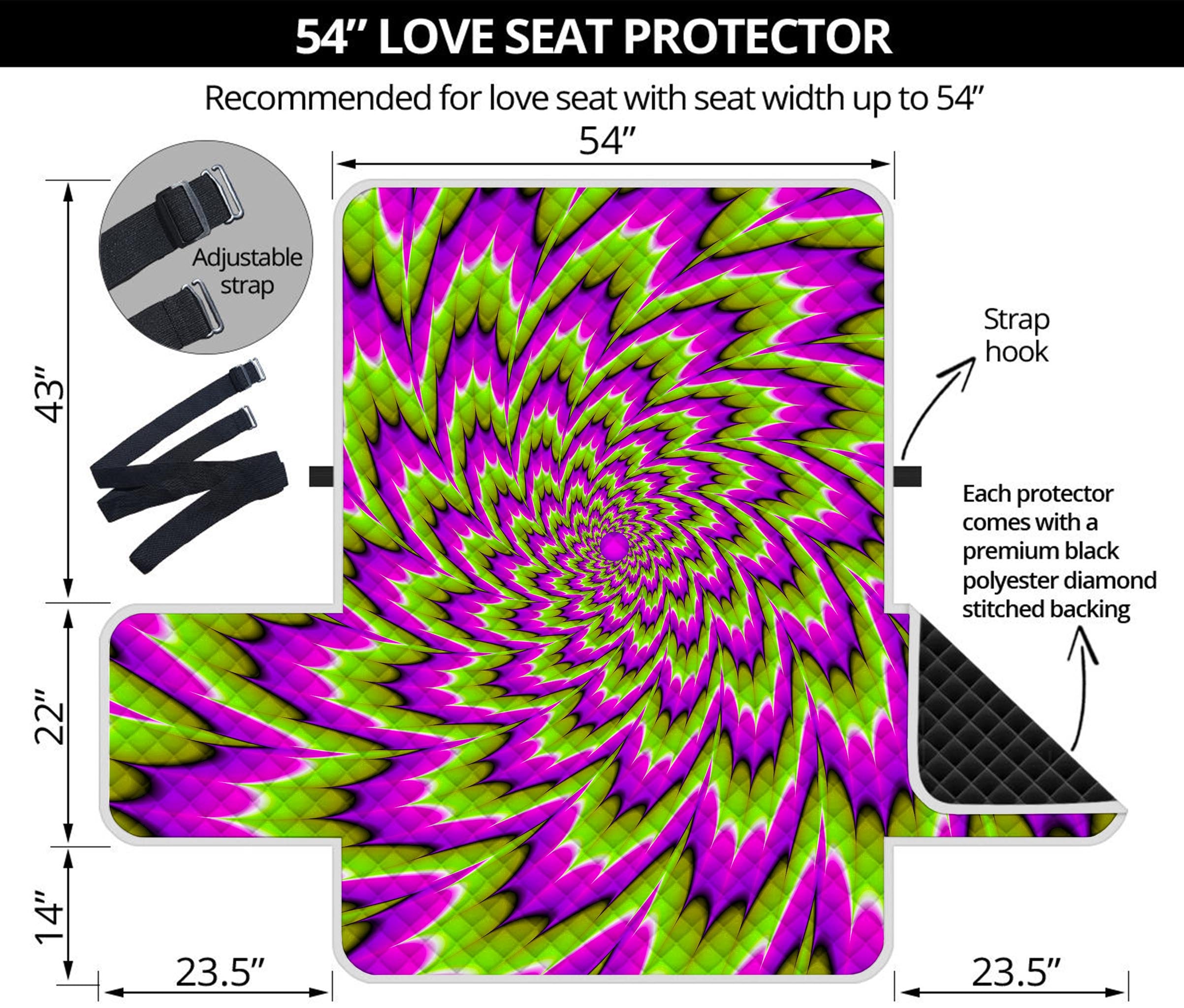 Green Explosion Moving Optical Illusion Loveseat Protector