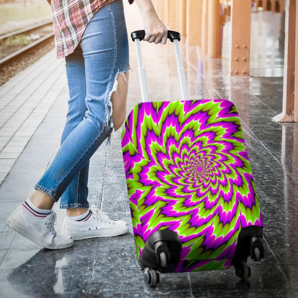 Green Explosion Moving Optical Illusion Luggage Cover GearFrost