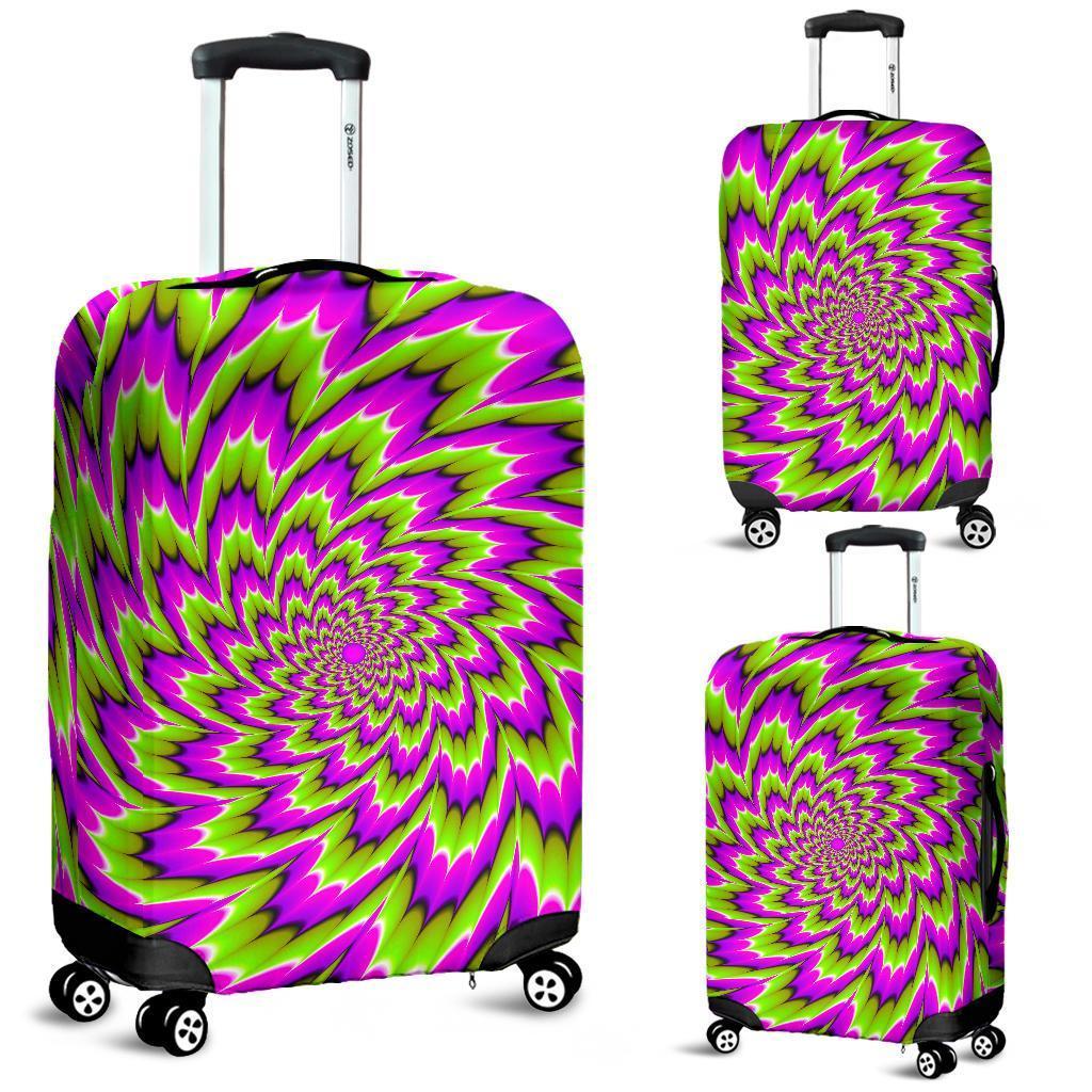 Green Explosion Moving Optical Illusion Luggage Cover GearFrost
