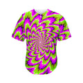 Green Explosion Moving Optical Illusion Men's Baseball Jersey