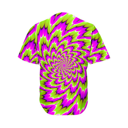 Green Explosion Moving Optical Illusion Men's Baseball Jersey