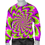 Green Explosion Moving Optical Illusion Men's Crewneck Sweatshirt GearFrost
